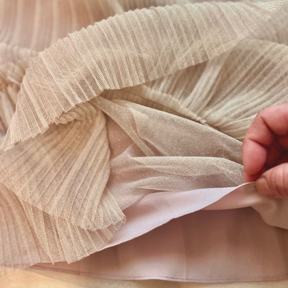 AllSaints pink sparkle Perri Dress size 6 NWT metallic nude pink tulle - Picture 5 of 9